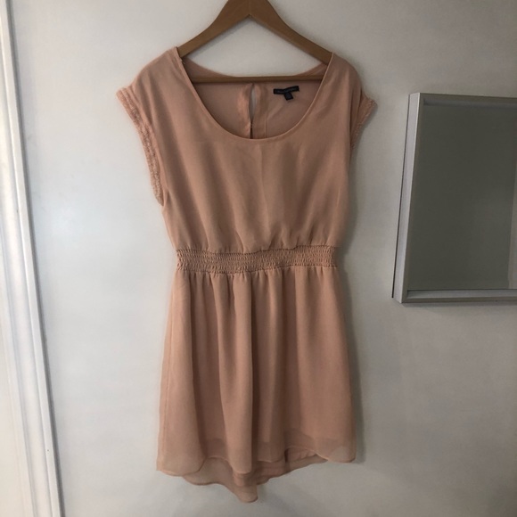 Blush chiffon beaded sleeve dress American Eagle - Picture 2 of 5